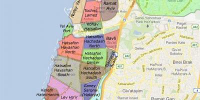 Tel-Aviv dzielnice mapie
