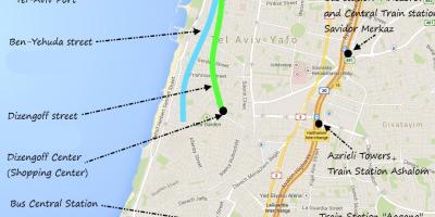 Mapa w Tel Awiwie środkami transportu publicznego