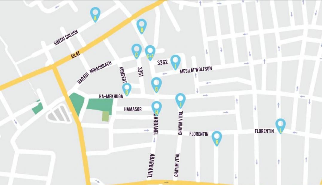 mapa флорентин Tel awiw-Jafa