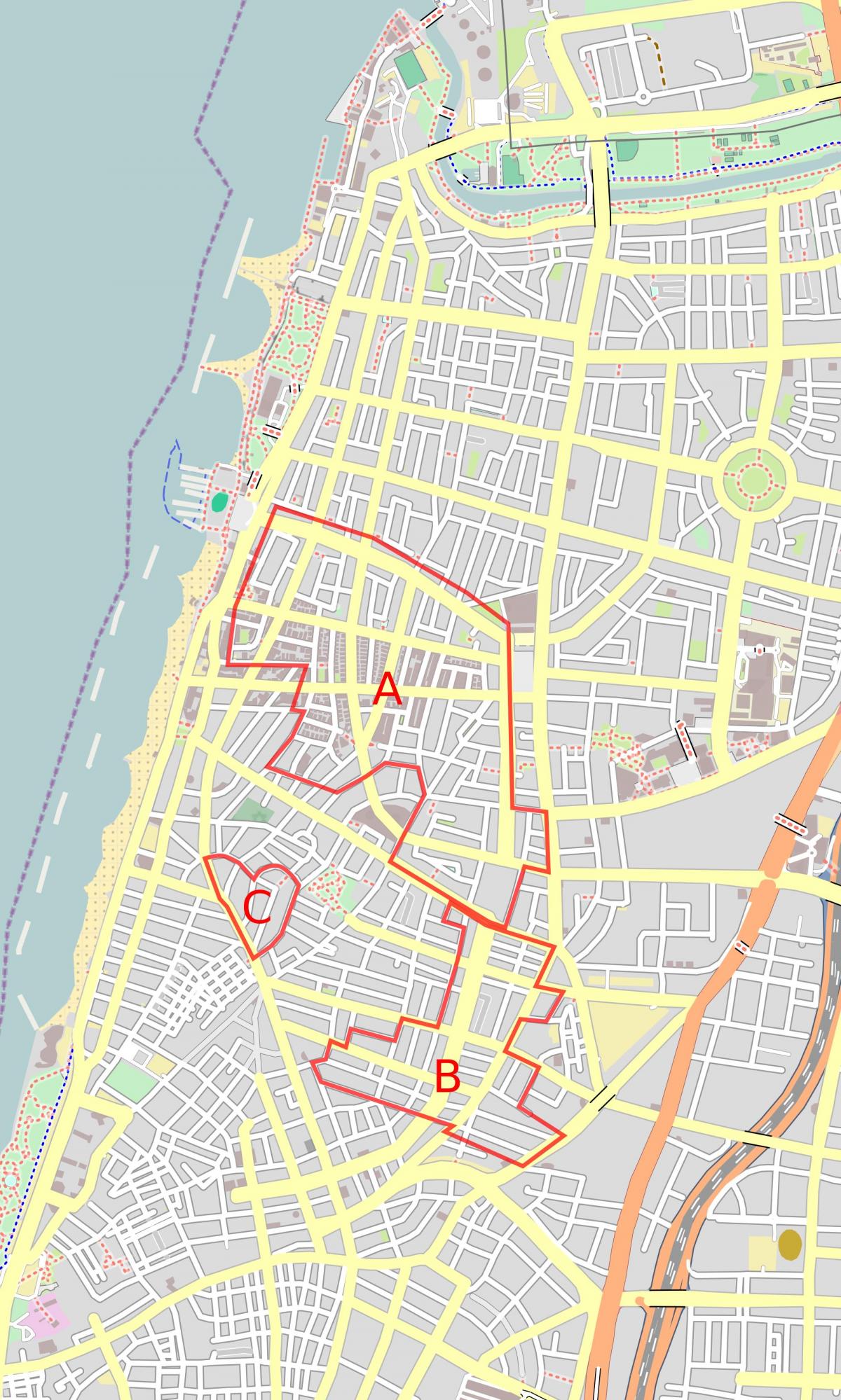 mapa Białe miasto Tel-awiw-Jafa
