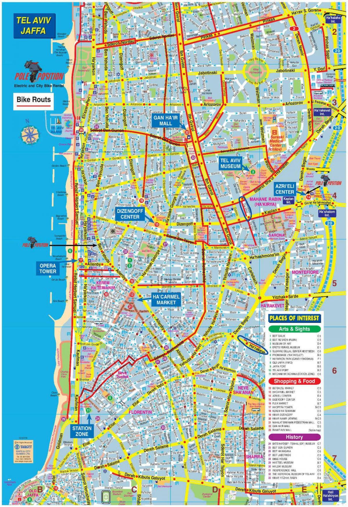 mapa Tel-Awiwu na rowerze