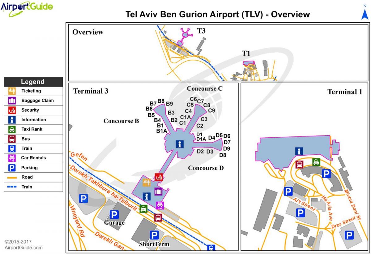 terminal lotniska Ben Gurion 3 mapie